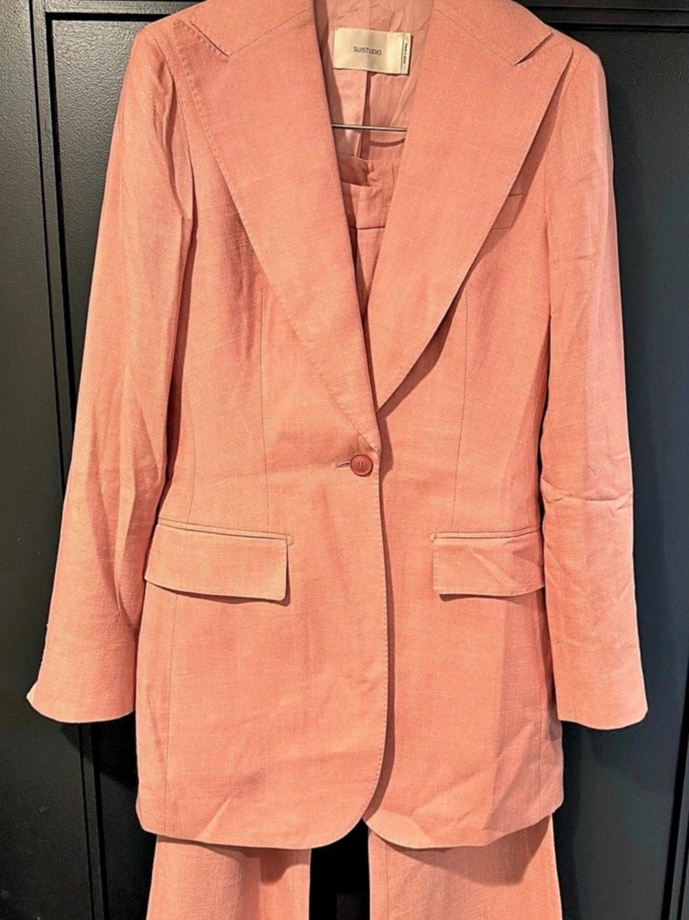 Suistudio / suitsupply light pink cotton silk flair suit woman’s